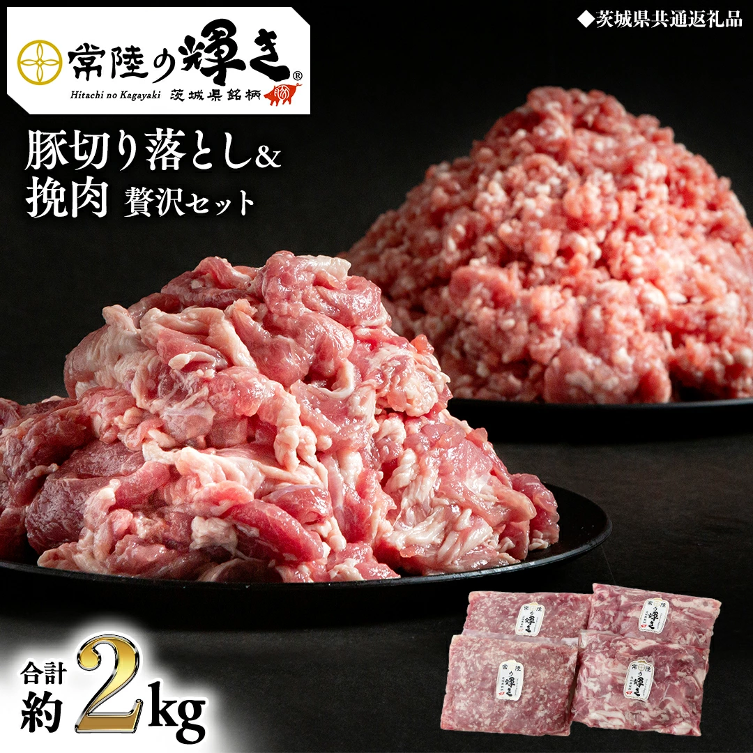 常陸の輝き 豚 切り落とし＆挽肉 贅沢セット 各500g×2パック（合計約2kg）